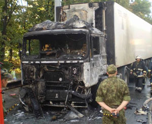 В Киеве сгорела фура 