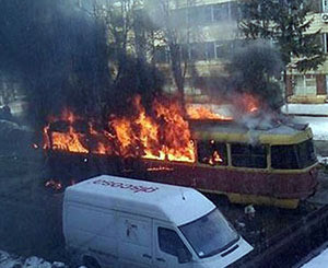 На Фрунзе сгорел трамвай 