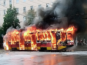 Во Львове молния спалила трамвай