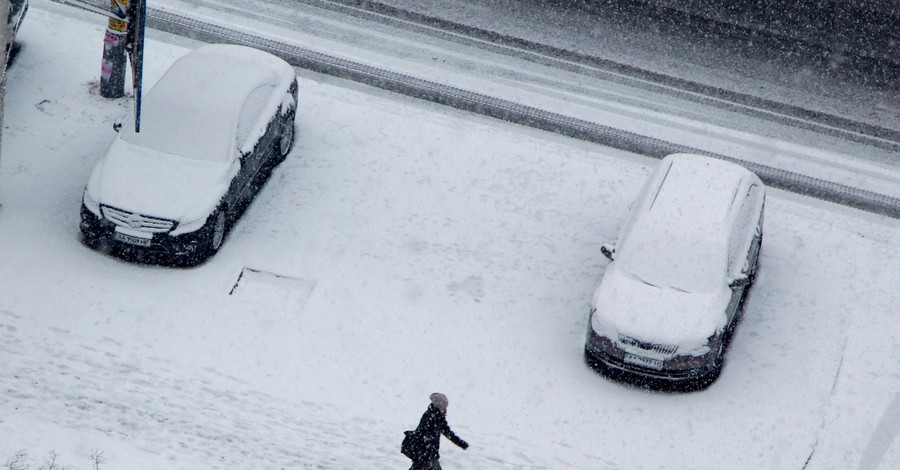 Киевлян порадовал первый снег