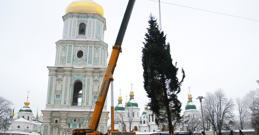 Над Киевом летала 24-метровая елка