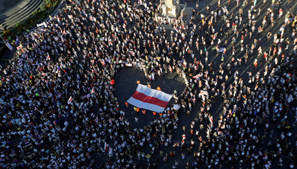 В Праге прошла акция протеста против результатов президентских выборов в Беларуси