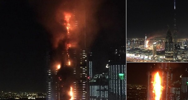 В Сети появилось видео пылающего небоскреба в Дубае