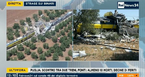 В Италии десять человек погибли из-за столкновения поездов