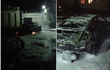 В Киеве жене мэра Глухова разбили и сожгли авто