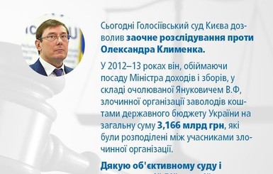 Луценко: Суд разрешил заочное расследование по делу Клименко