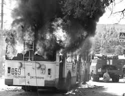 В Днепропетровске сгорел троллейбус 