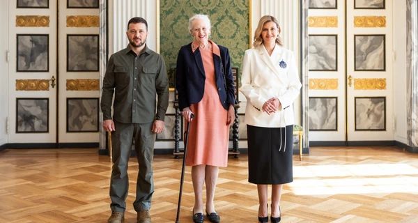 Зеленська на зустріч із королевою Данії обрала жакет-кімоно з вишивкою