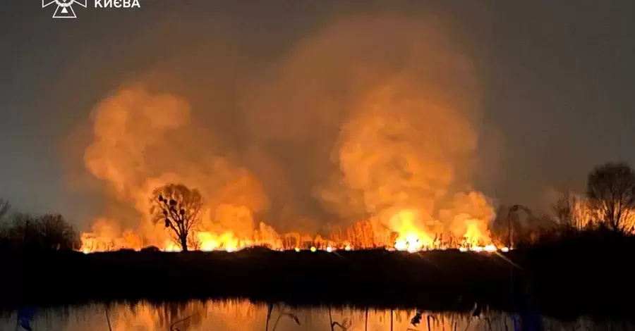В Киеве масштабный пожар на территории экопарка «Осокорки»