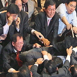 Южнокорейских депутатов побили охранники парламента 