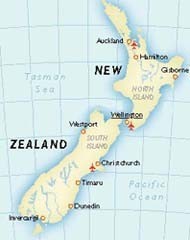 Землетрясение передвиноло Новую Зеландию в пространстве 