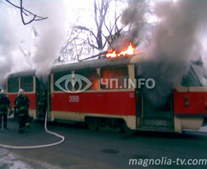 В Харькове горел трамвай с пассажирами  