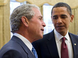Американца одинаково оценивают работу Обамы и Буша 