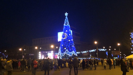 В Донецке зажгли новогоднюю елку