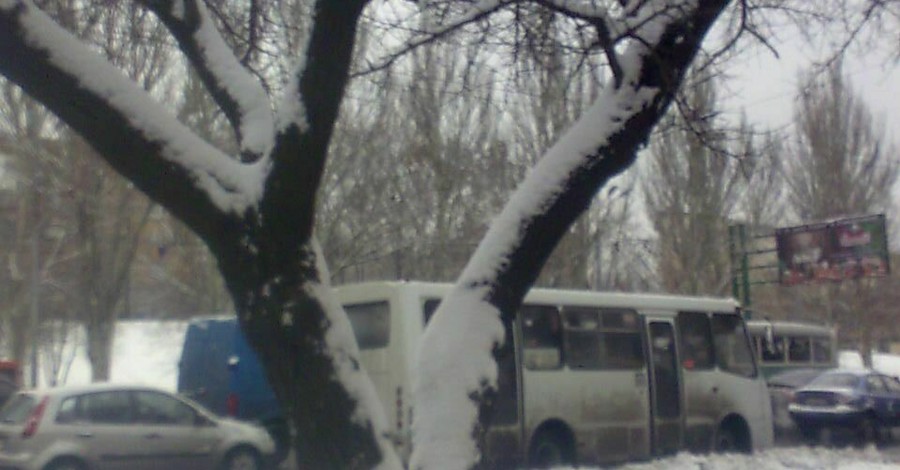 Донецк во власти снежных щупалец зимы 