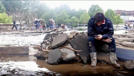 Каха Каладзе в борьбе с наводнением в Грузии