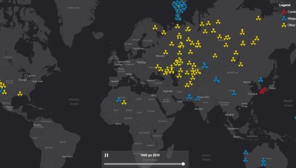 Интерактивная карта с ядерными взрывами