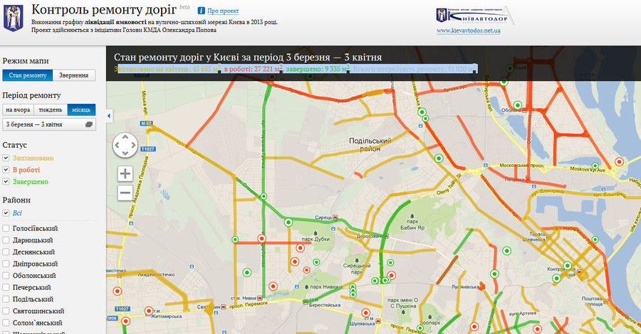 Ямы на дорогах Киева увидит весь мир