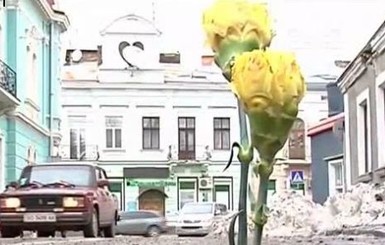 Автолюбители Тернополя превратили ямы на дорогах в клумбы
