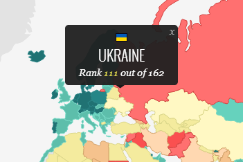 Украина не попала даже в первую сотню в рейтинге миролюбивых стран