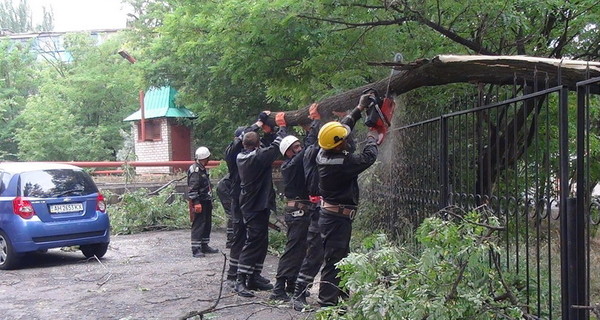Шторм на юге Донбассе рушил балконы и валил деревья