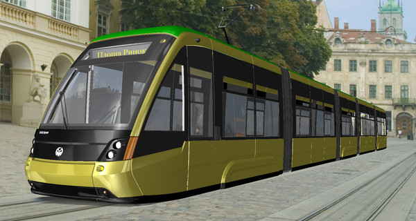 Во Львове представили первый в Украине отечественный трамвай с низким полом