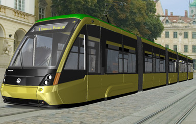 Во Львове представили первый в Украине отечественный трамвай с низким полом
