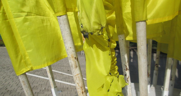 В Донецке накануне Дня Независимости подожгли украинские флаги 