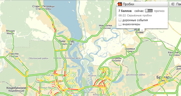 Утром Киев парализовали семибалльные пробки