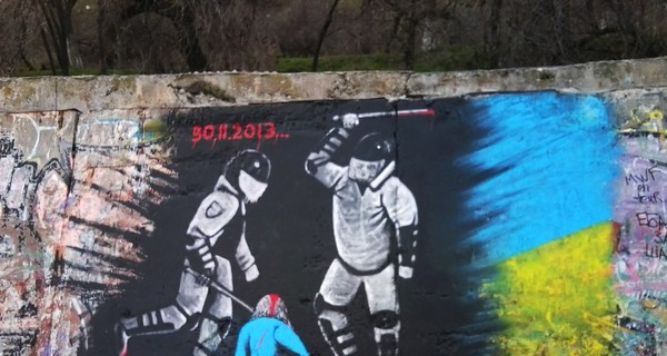 Одессит изобразил на городской набережной сцену избиения на майдане