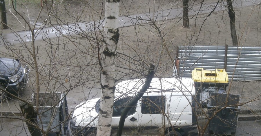 В Запорожье за неправильную парковку авто забаррикадировали мусорными баками