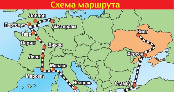 Схема маршрута легендарной казацкой лодки 