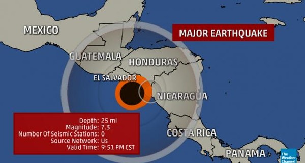 В Сальвадоре землетрясение 7,4.  Гондурас под угрозой цунами