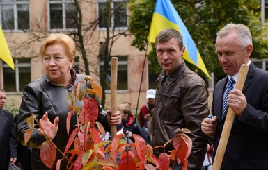 Во Львове высадили калиновую аллею в память о солдатах, погибших в зоне АТО