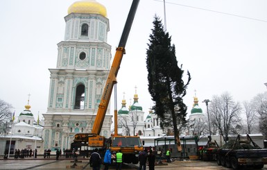 Над Киевом летала 24-метровая елка