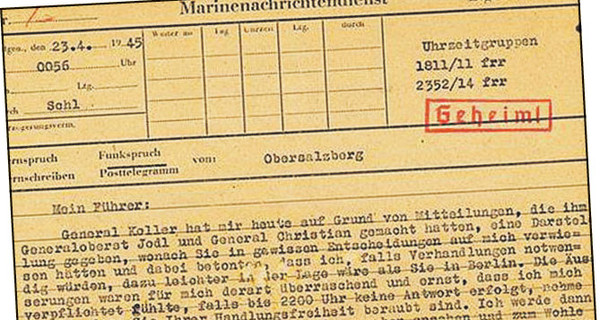 С молотка ушла телеграмма, толкнувшая Гитлера на самоубийство 