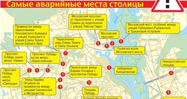 Водители составили карту самых аварийных мест Киева