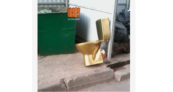 В Ростове неизвестный выбросил на мусорник золотой унитаз