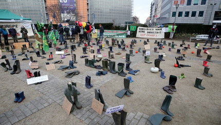 Демонстрация против единой европейской сельскохозяйственной политики в Брюсселе