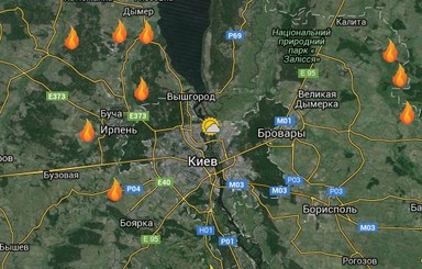 Карта торфяных пожаров в Киеве: огненное кольцо 