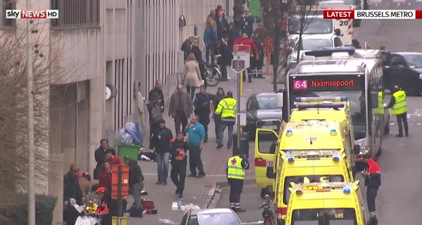 Видео-онлайн трансляция из Брюсселя после взрывов 