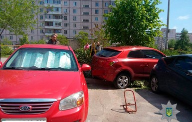 В Запорожье девушка перепутала педали в машине и застряла в кустах