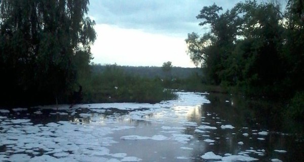 В Запорожье речка покрылась странной пеной