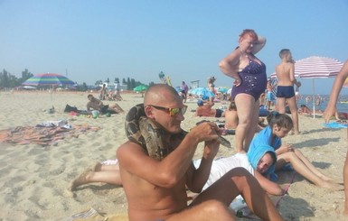 На одесском пляже поймали удава-курортника