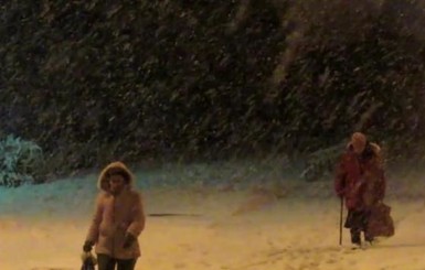 Появилось видео мощного снегопада в Краматорске 