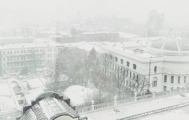 В Киеве снежная метель: фото