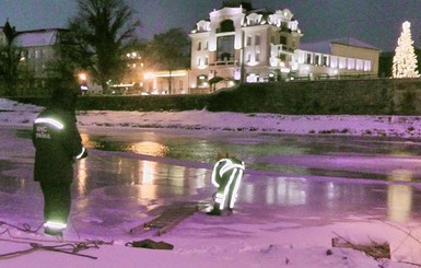 В Ужгороде спасатели освободили из ледяного плена 200 уток и лебедей