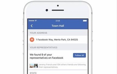 Фейсбук создал инструмент Town Hall, способный прямо влиять на политику
