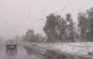 Трассу Киев-Чернигов замело снегом