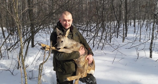 В Конотопе косулю спасали из снежной ловушки